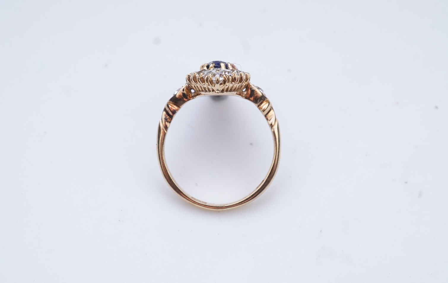 A Victorian sapphire and diamond ring, late 19th century
